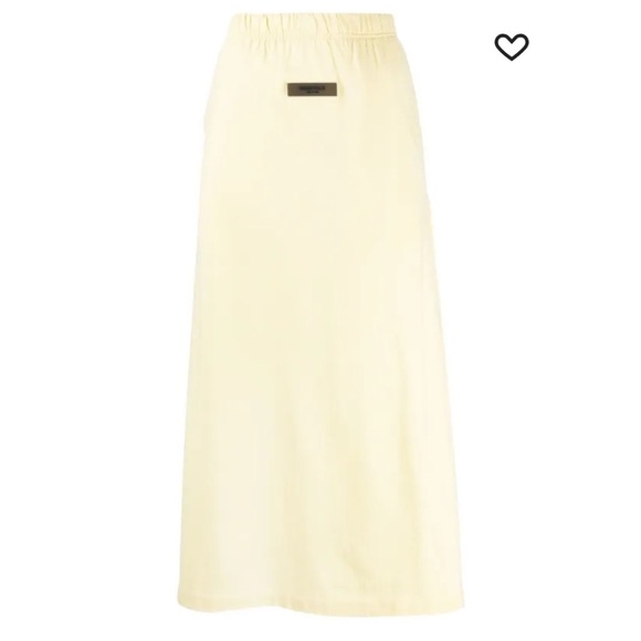 BNWOT FEAR OF GOD ESSENTIALS logo-patch straight skirt size M in light yellow - Picture 2 of 5